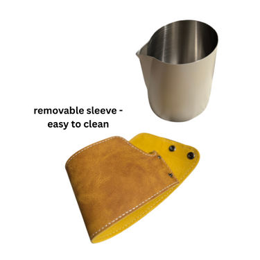 Milk Frothing Pitcher/jug with Pu Leather Wrap – 350mL